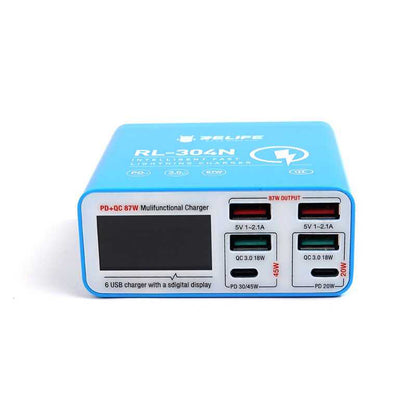 Punjač Stanica Relife RL-304N, 87W, 3A, 2 x USB-C - 4 x USB-A, Plava