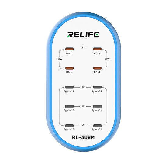 Punjač Stanica Relife RL-309M, 72W, 10 x USB-C, Plava
