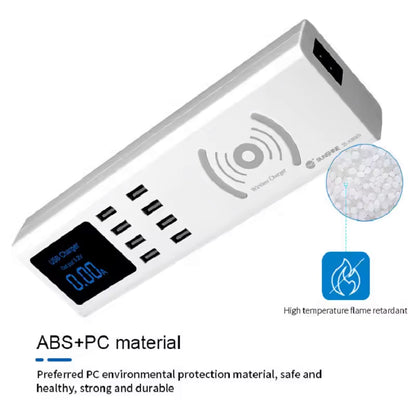 Punjač Stanica Sunshine SS-309WD QI, 40W, 2.4A, 8 x USB-A, Bela