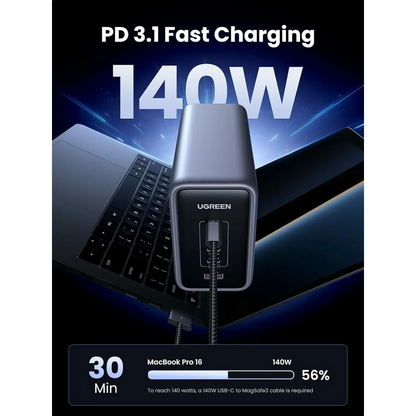 Punjač Stanica UGREEN CD333 Nexode, 300W, 5A, 1 x USB-A - 4 x USB-C, Sivi, Ponovo zapakovan