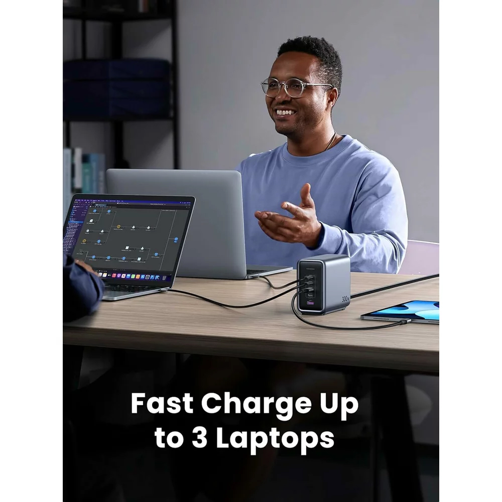 Punjač Stanica UGREEN CD333 Nexode, 300W, 5A, 1 x USB-A - 4 x USB-C, Sivi, Ponovo zapakovan
