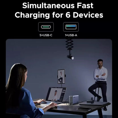 Punjač Stanica UGREEN Nexode X759, 500W, 5A, 1 x USB-A - 5 x USB-C, Siva