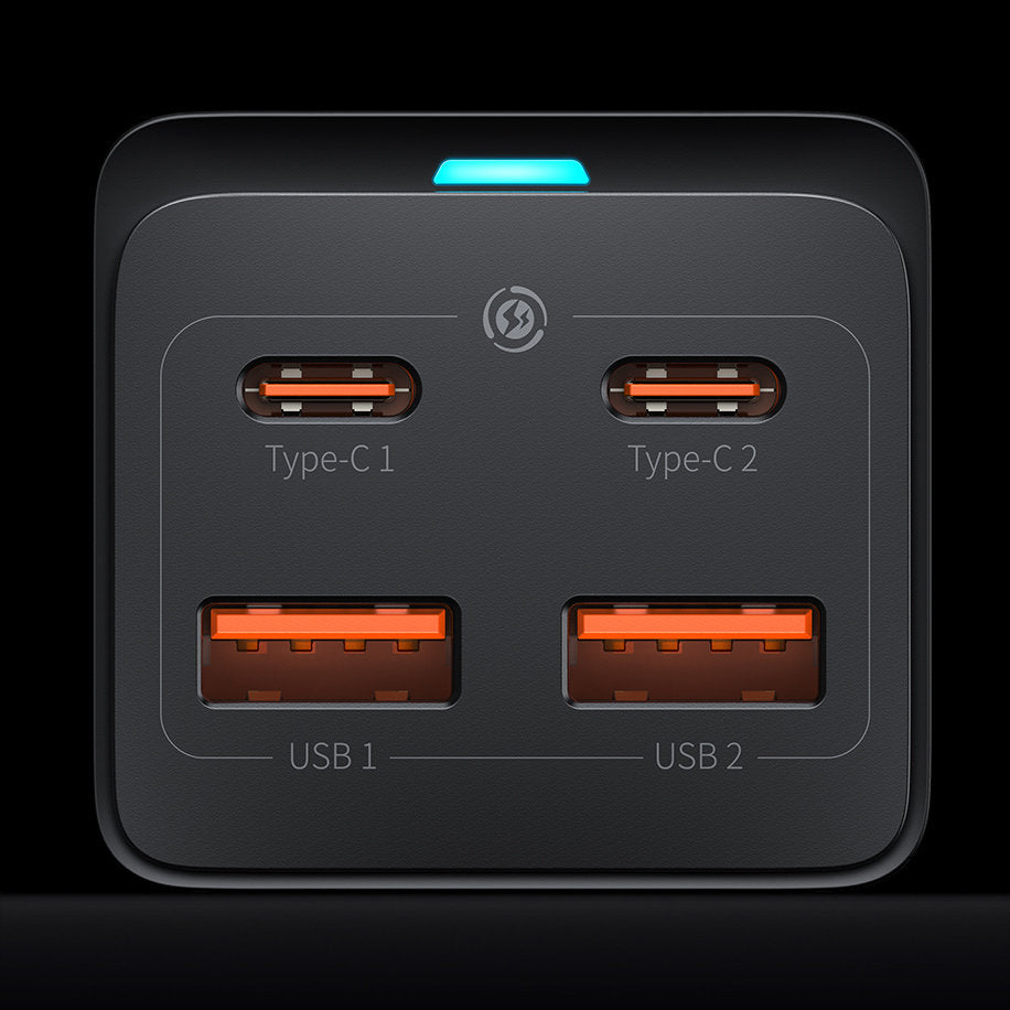 Punjač Stanica USB-C Baseus GaN3 Pro, 100W, 5A, 2 x USB-A - 2 x USB-C, Crna, Ponovo zapakovano CCGP000101