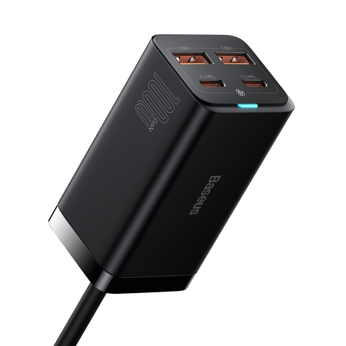 Punjač Stanica USB-C Baseus GaN3 Pro, 100W, 5A, 2 x USB-A - 2 x USB-C, Crna, Ponovo zapakovano CCGP000101