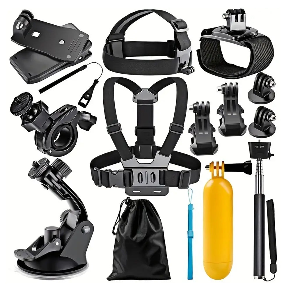 Kit dodataka za sportsku kameru Techsuit SA15 za GoPro / SJCAM seriju, 15 u 1, crni