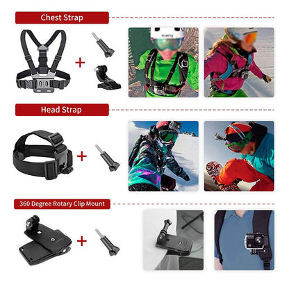 Kit dodataka za sportsku kameru Techsuit SA15 za GoPro / SJCAM seriju, 15 u 1, crni