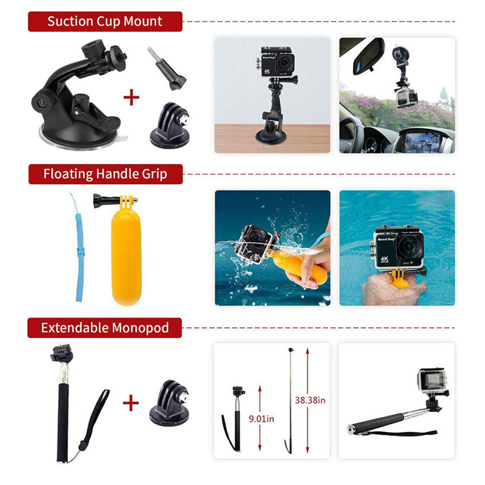 Kit dodataka za sportsku kameru Techsuit SA15 za GoPro / SJCAM seriju, 15 u 1, crni