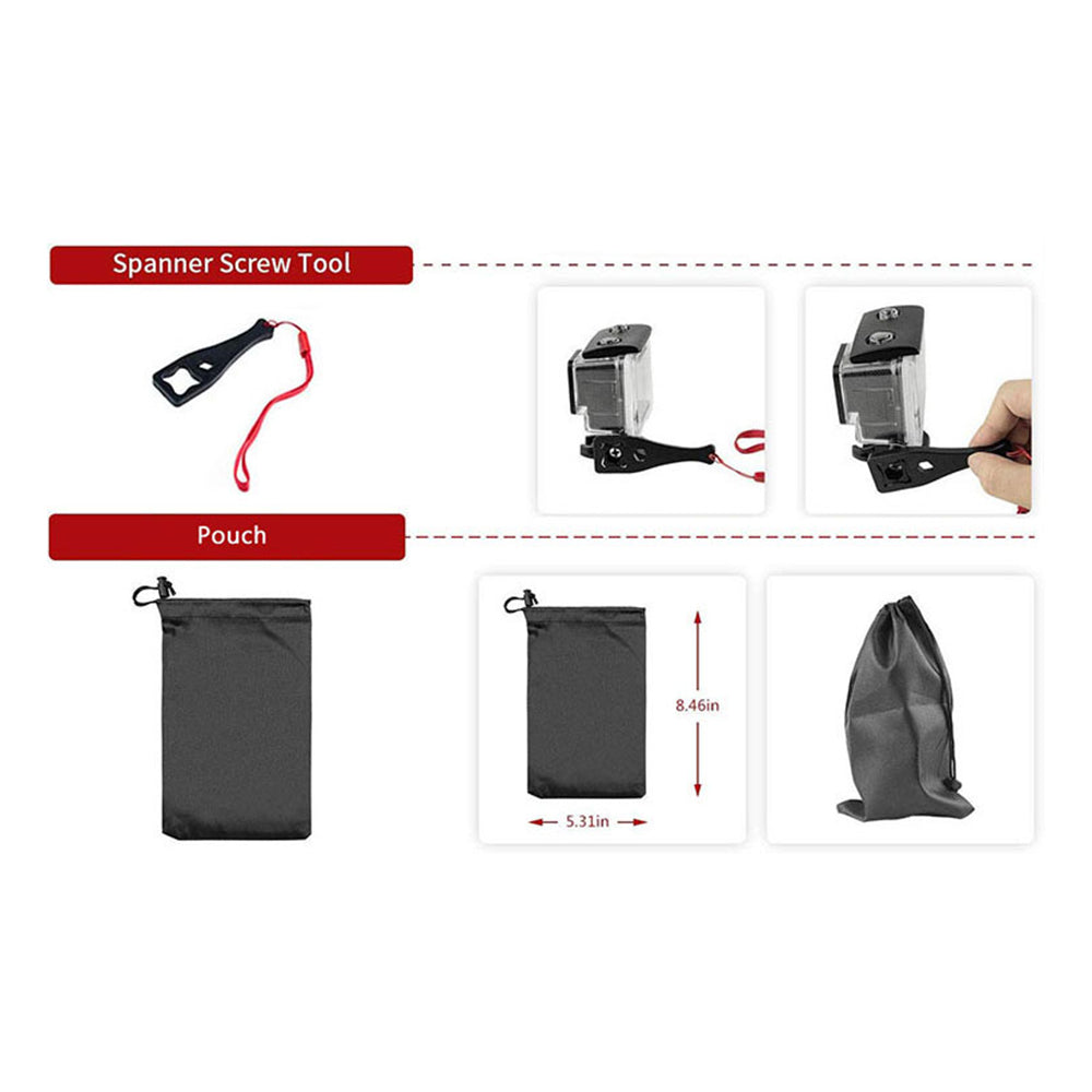 Kit dodataka za sportsku kameru Techsuit SA15 za GoPro / SJCAM seriju, 15 u 1, crni