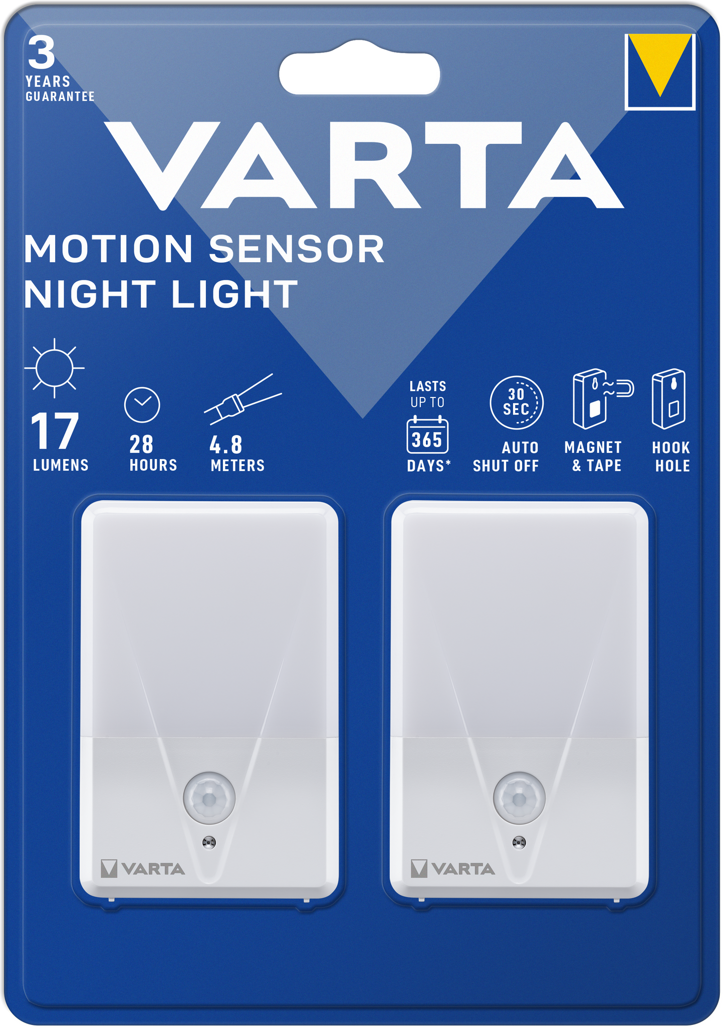 Varta Veghe Led Lamp, Sensor, 17lm, Set of 2 Pieces