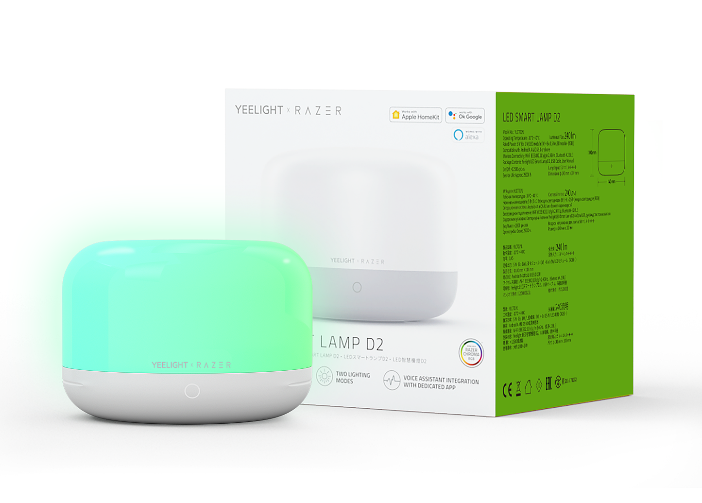 Yeelight D2 by Razer, Wi-Fi, 5W, 1700K - 6500K, 240lm, RGB, White YLCT01YL 