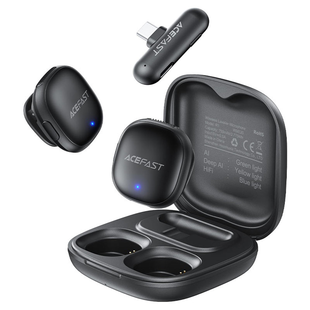Lavalijera Acefast R1, USB-C, Set 2 komada, Crna
