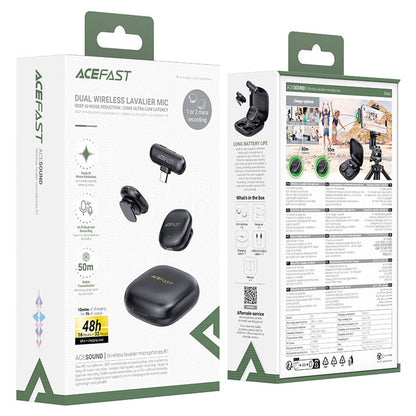 Lavalijera Acefast R1, USB-C, Set 2 komada, Crna