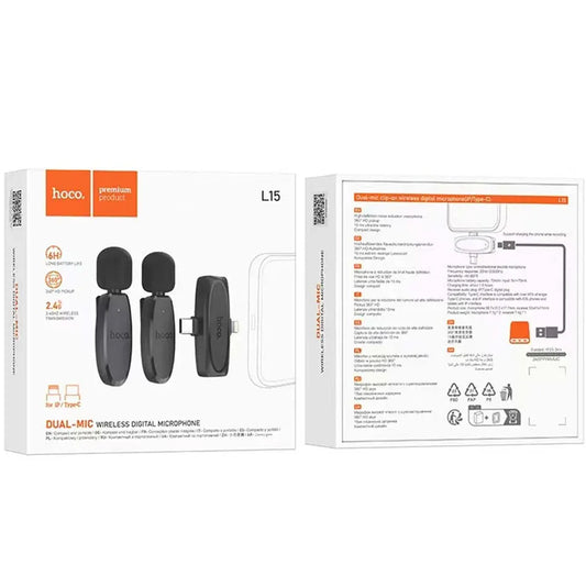Lavaliera HOCO L15, USB-C / Lightning, Set 2 komada, Crna