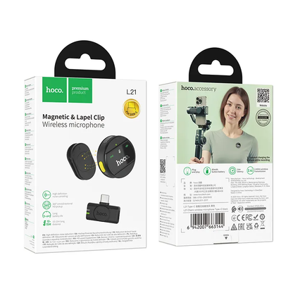Lavalijera HOCO L21, USB-C, Crna