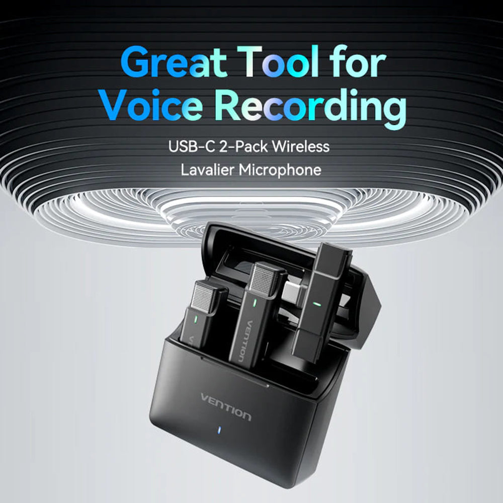 Lavaliera Vention Clip-On, USB-C, Set 2 komada, Crna