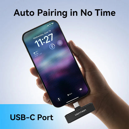 Lavaliera Vention Clip-On, USB-C, Set 2 komada, Crna