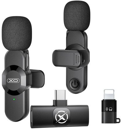 Lavalier XO Design MC14 Dual, USB-C / Lightning, Set 2 komada, Crna