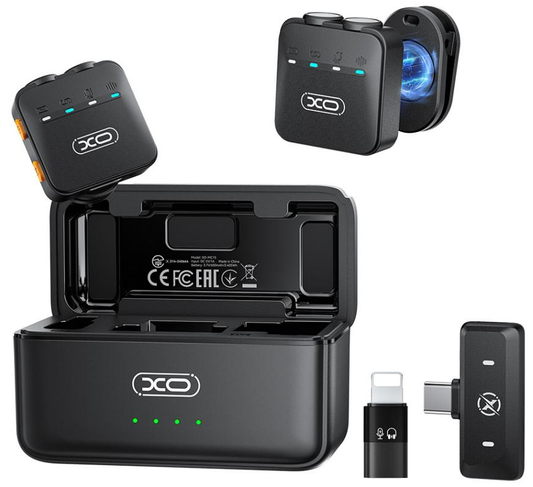 Lavalier XO Design MC15 Dual, USB-C / Lightning, Set 2 komada, Crna