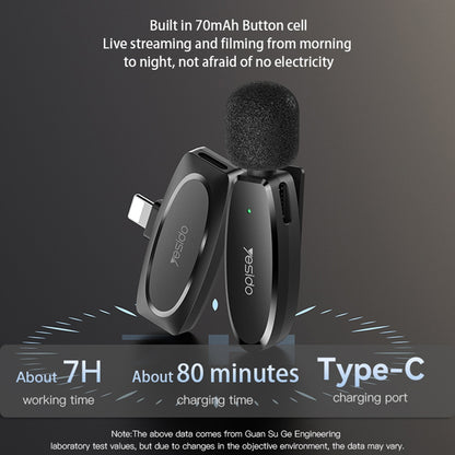 Lavalijera Yesido KR15, USB-C / Lightning, Set 2 komada, Crna