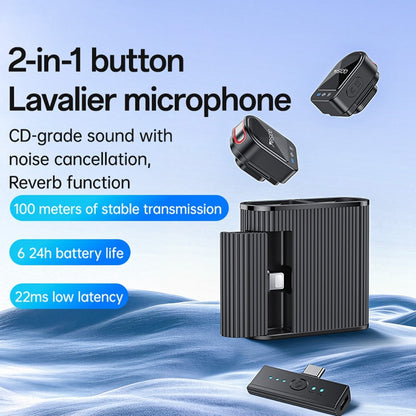 Lavaliera Yesido KR19, USB-C / Lightning, Set 2 komada, Crna