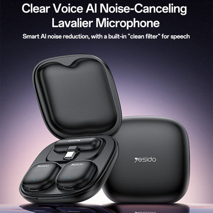 Lavaliera Yesido KR21, USB-C, Set 2 komada, Crna