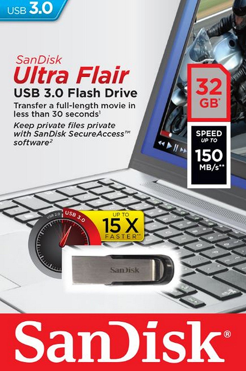 Eksterna memorija USB-A 3.0 SanDisk Ultra Flair, 32Gb SDCZ73-032G-G46