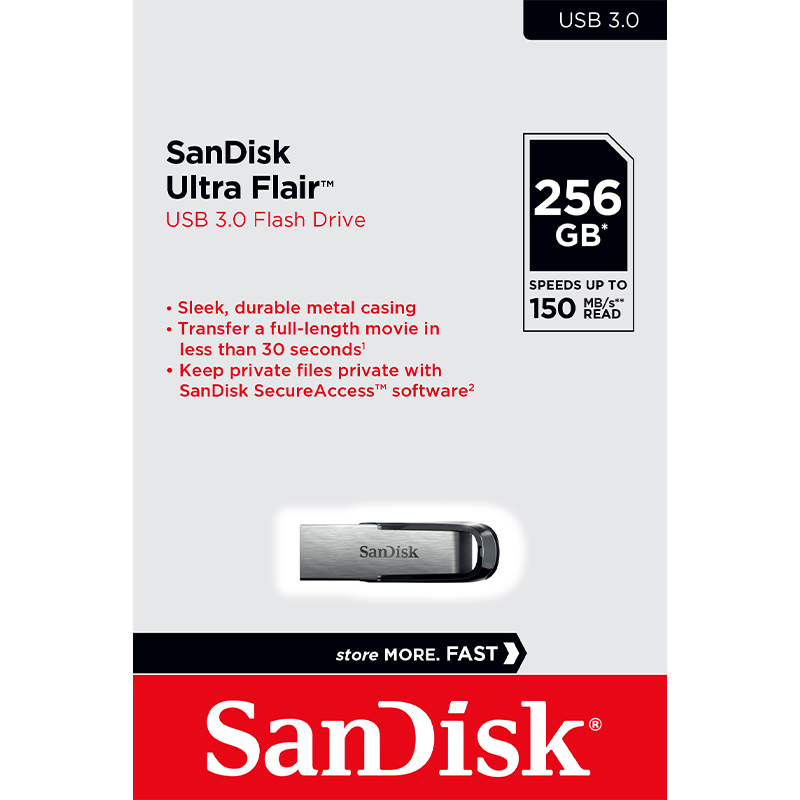 Eksterna memorija USB-A 3.0 SanDisk Ultra Flair, 256Gb SDCZ73-256G-G46