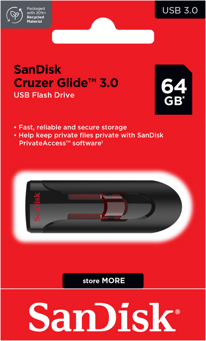 Eksterna memorija USB-A 3.0 SanDisk Cruzer Glide, 64Gb SDCZ600-064G-G35