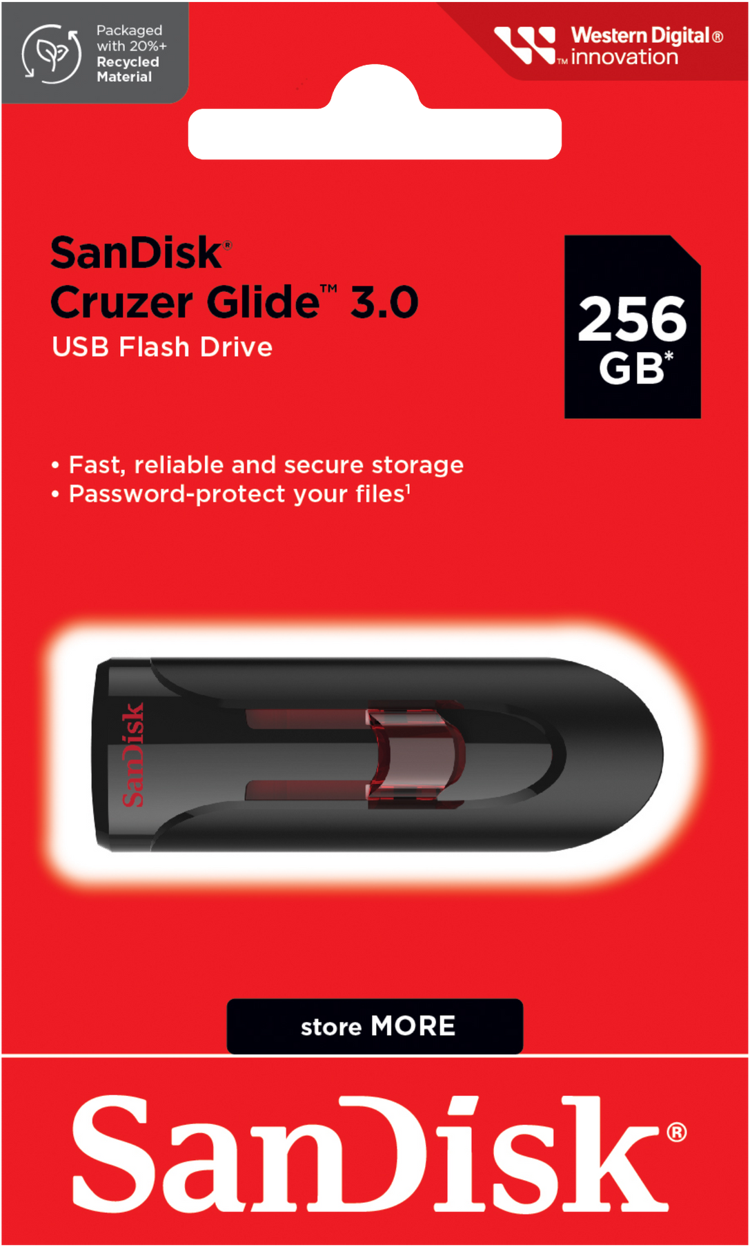Eksterna memorija USB-A 3.0 SanDisk Cruzer Glide, 256Gb SDCZ600-256G-G35
