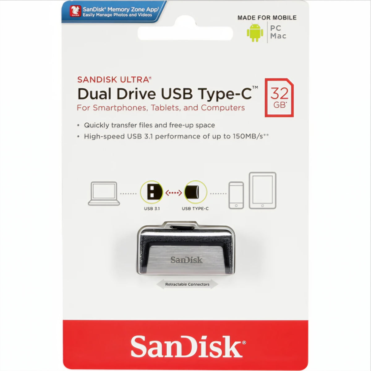 Spoljna memorija USB-A 3.1 / USB-C SanDisk Ultra Dual Drive, 32Gb SDDDC2-032G-G46
