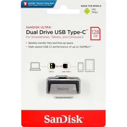 Eksterna memorija USB-A 3.1 / USB-C SanDisk Ultra Dual, 128Gb SDDDC2-128G-G46