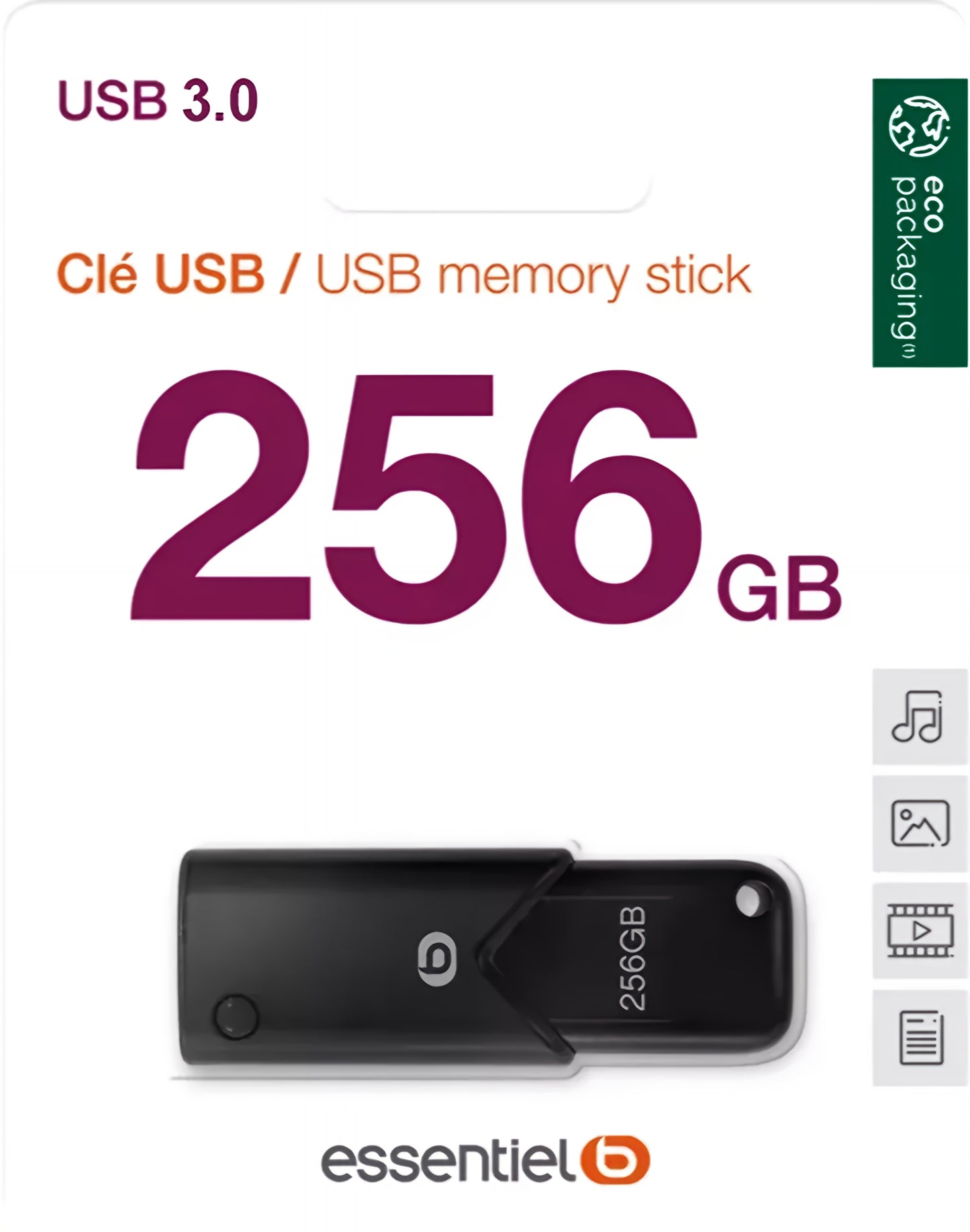 Eksterna memorija USB-A 3.2 Essentiel-B B120, 256Gb EKMMD256123EB