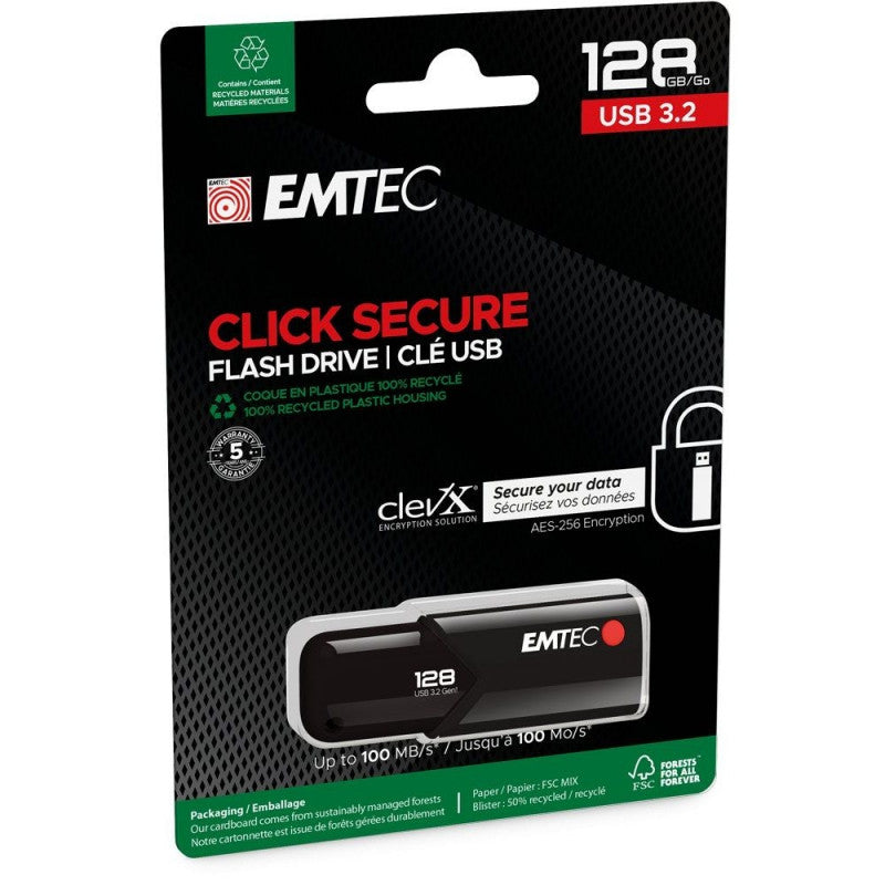 Eksterna memorija USB-A 3.2 Emtec B120 Click Secure, 128Gb ECMMD128GB123