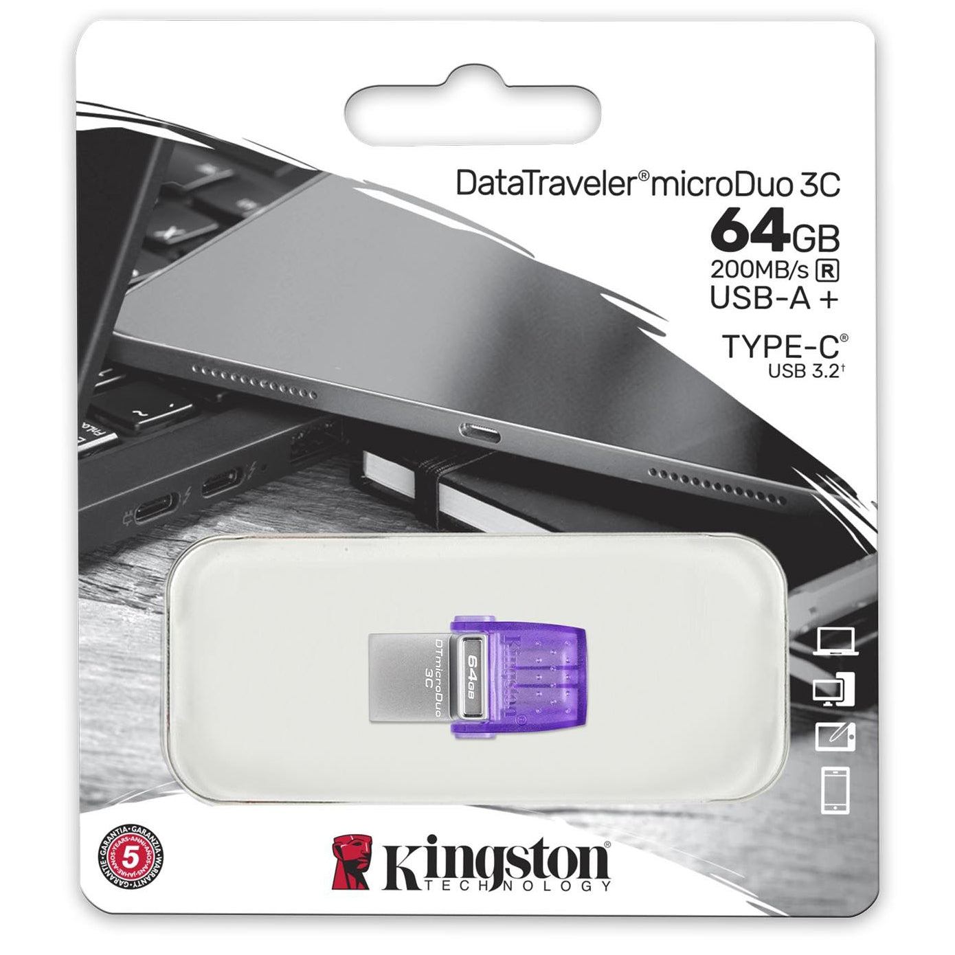 Eksterna memorija USB-A 3.2 / USB-C Kingston microDuo 3C, 64Gb DTDUO3CG3/64GB