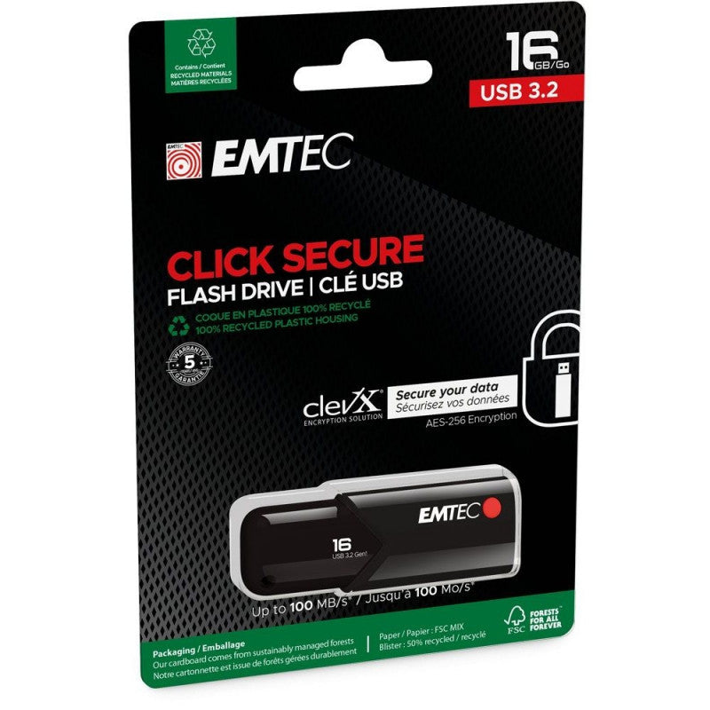 Eksterna memorija USB-A 3.2 Emtec B120 Click Secure, 16Gb ECMMD16GB123