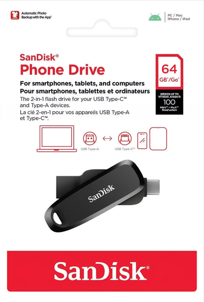Eksterna memorija USB-A 3.2 / USB-C SanDisk Phone Drive, 64Gb SDDDC6-064G-G46