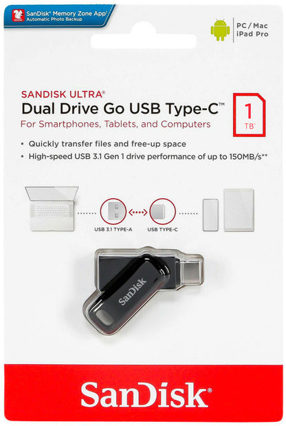 Eksterna memorija USB-A 3.2 / USB-C SanDisk Ultra Dual Go, 1TB SDDDC3-1T00-G46