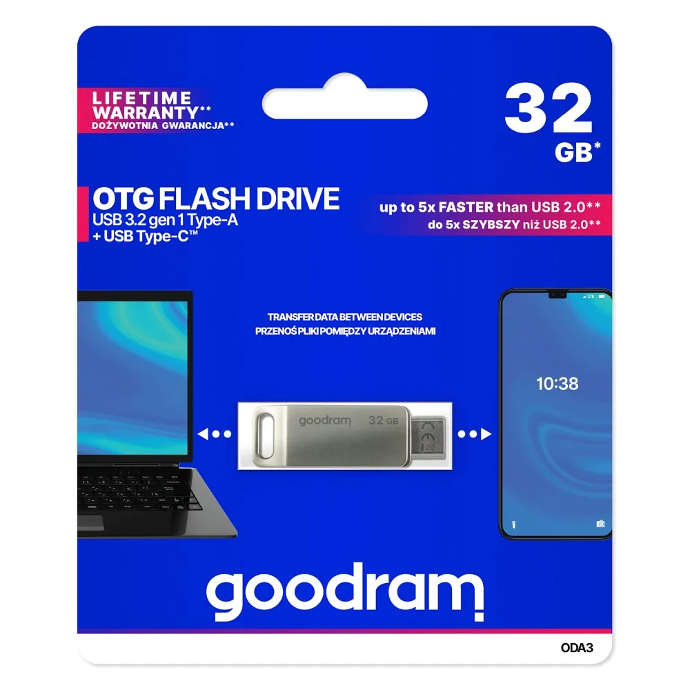 Eksterna memorija USB-A 3.2 / USB-C GoodRam ODA3, 32Gb