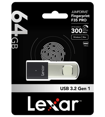 Eksterna memorija USB-A 3.2 Lexar JumpDrive Fingerprint F35 Pro, 64Gb