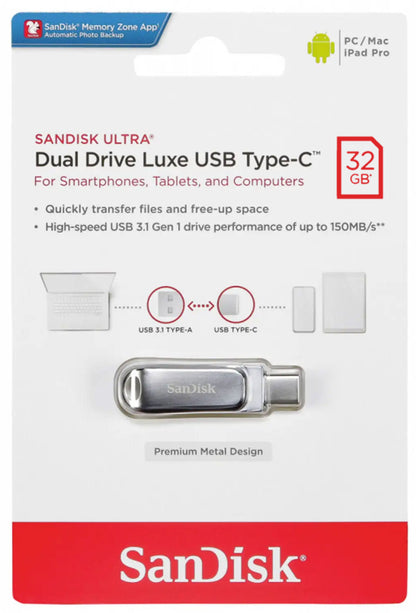 Eksterna memorija USB-A 3.2 / USB-C SanDisk Ultra Luxe Dual Drive, 32Gb SDDDC4-032G-G46
