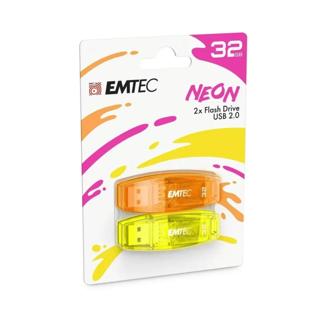 Spoljna memorija USB-A Emtec C410 Neon, 32Gb, Set 2 komada ECMMD32GC41