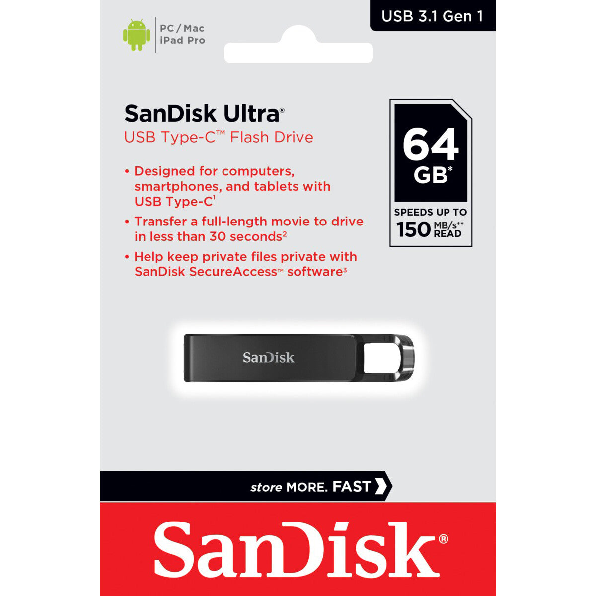 Eksterna memorija USB-C SanDisk Ultra, 64Gb SDCZ460-064G-G46