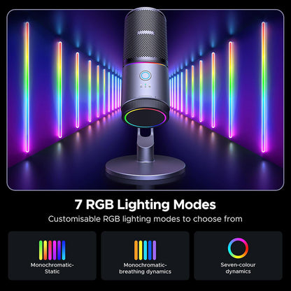 Kardioidni mikrofon UGREEN CM769 (35629), RGB, USB-A, 2m, Crna