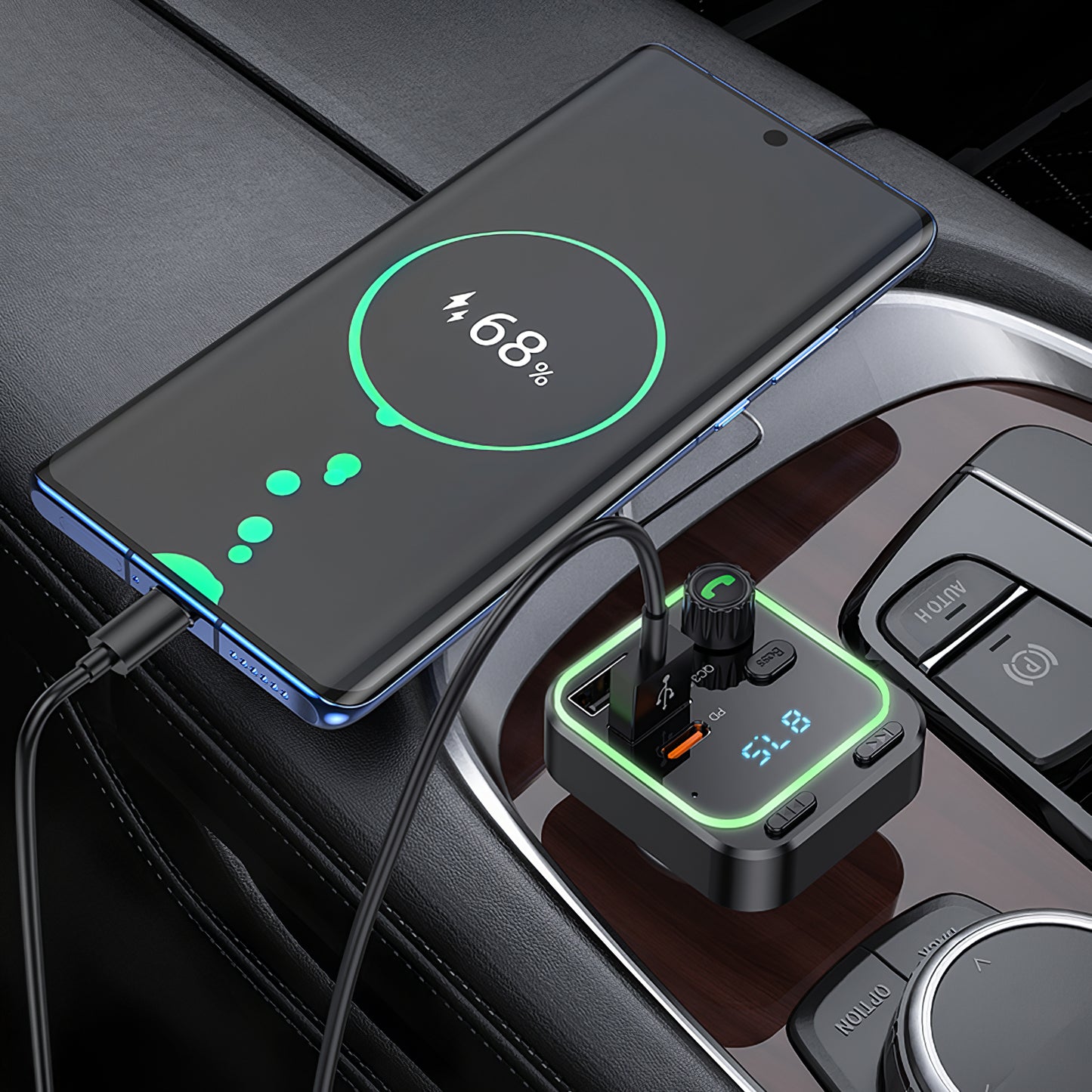 Bluetooth FM Modulator BC53 Highway, 2 x USB-A - 1 x USB-C 