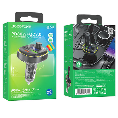 Bluetooth FM Modulator Borofone Bluetooth BC47, 2 x USB-A - 1 x USB-C 