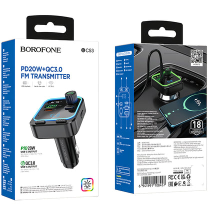 Bluetooth FM Modulator BC53 Highway, 2 x USB-A - 1 x USB-C 