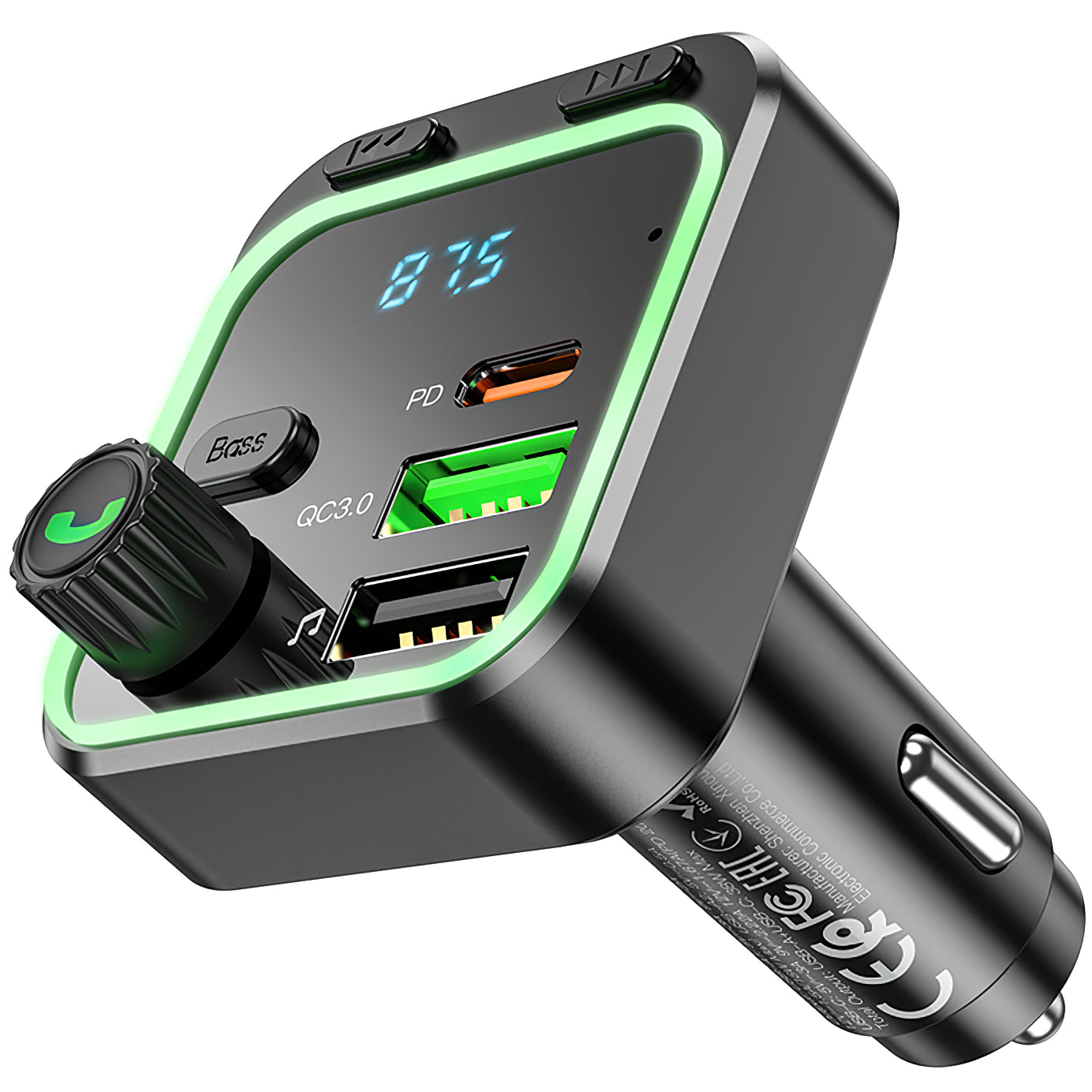 Bluetooth FM Modulator BC53 Highway, 2 x USB-A - 1 x USB-C 