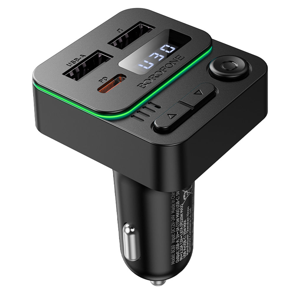 FM Bluetooth modulator Borofone BC60 Hero, 2 x USB-A - 1 x USB-C