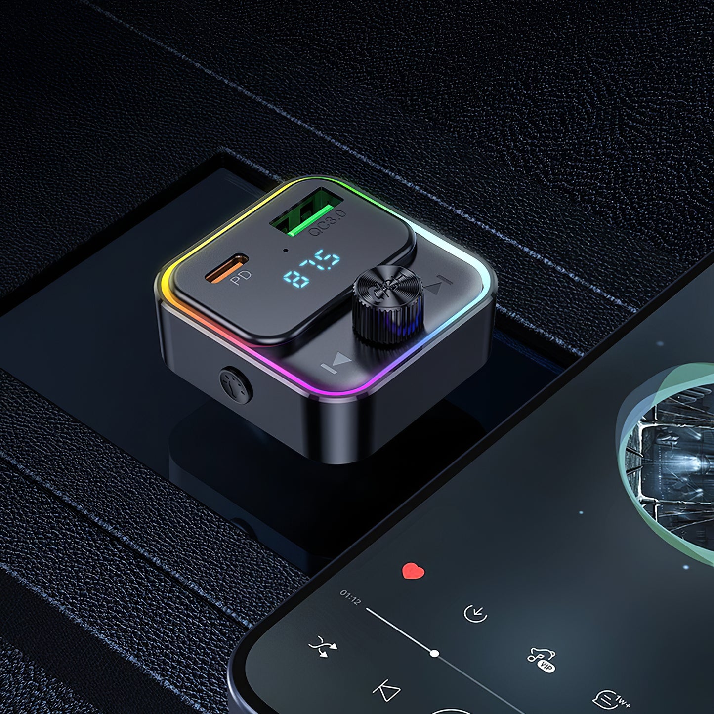 FM Bluetooth modulator HOCO E81, 1 x USB-A - 1 x USB-C