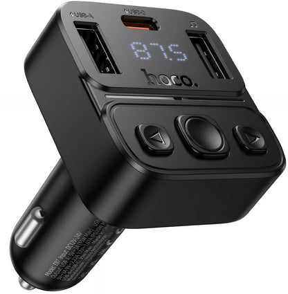 FM Bluetooth modulator HOCO E87, 2 x USB-A - 1 x USB-C